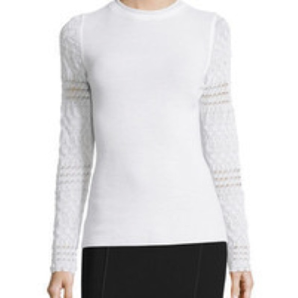 Elie Tahari Theresa Long Crochet sleeve merino sweater